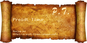 Preidt Timur névjegykártya